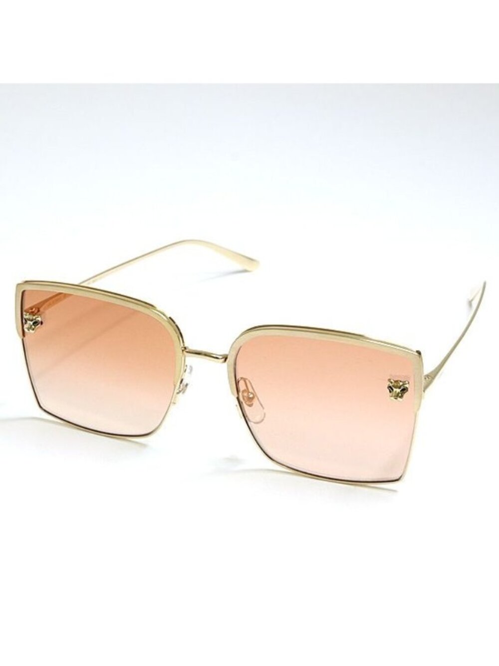 Cartier Panthere Sunglasses 004 Pink Brown Gradient Gold Square Eyewear